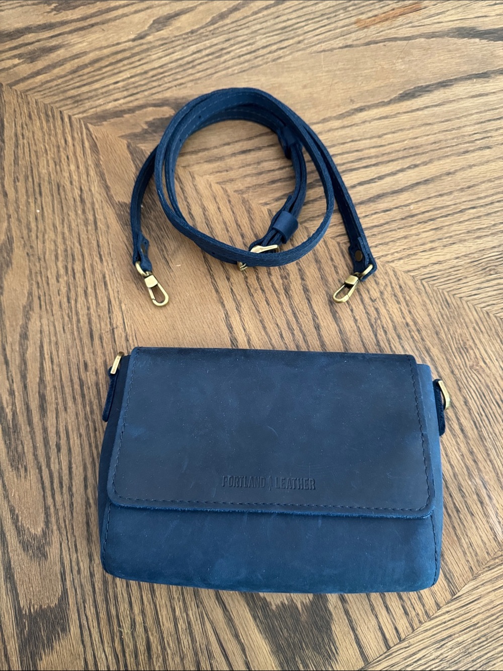 Portland Leather Navy Blue Crossbody with Detachable Strap